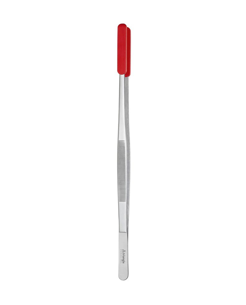 Pinças para churrasco 35 cm com pontas de silicone vermelhas, em cartão
