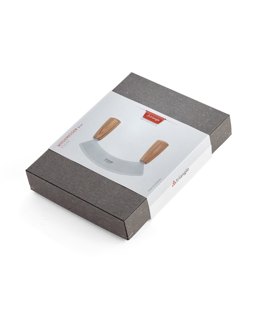 hachoir berceuse 18 cm une lame, frêne, boite