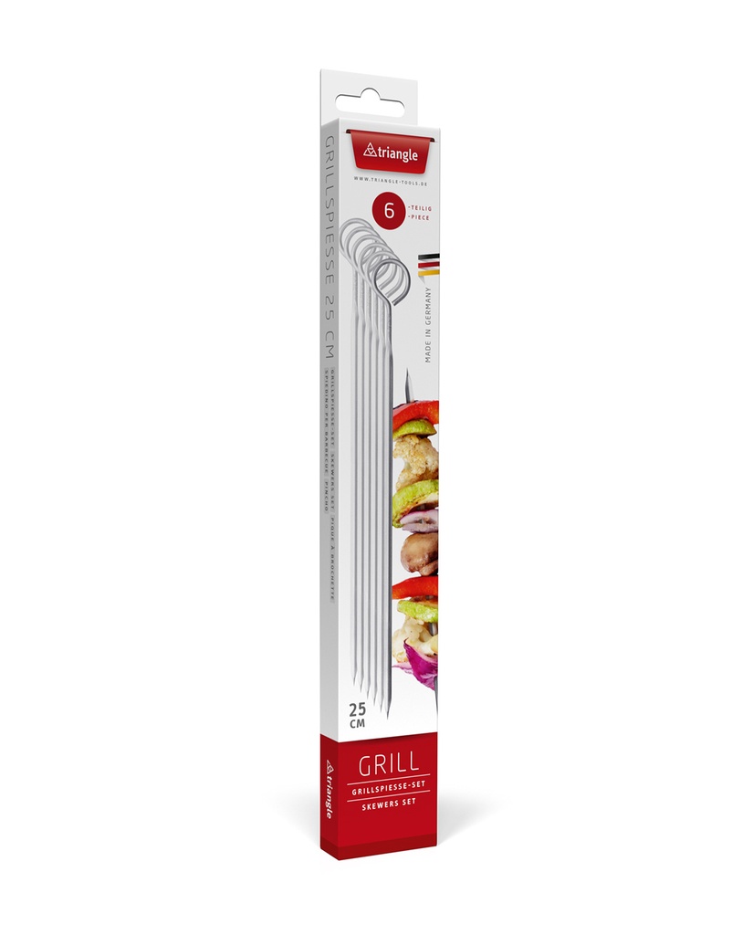 Espeto anelar 25cm, 6 peças