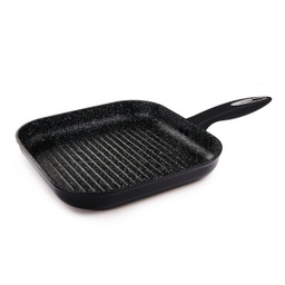 [E980067] Grelha de alumínio forjado de 26 cm com pega de toque suave